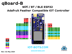 qBoard-B WiFi / BT / BLE ESP32  Adafruit Feather Compatible IOT Controller